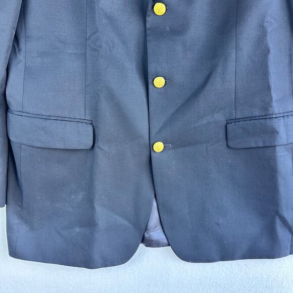 Brooks Brothers 346 Mens 43L Navy Blue Blazer Gold 3-Button Wool Sports Academia - Picture 4 of 13